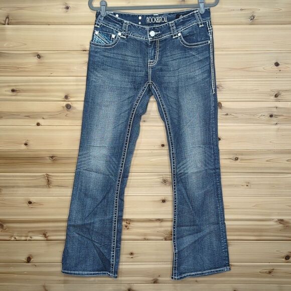 Rock & Roll Cowgirl Denim - Rock & Roll Cowgirl Jeans Womens 28 Blue Original Lowrise Bootcut Western